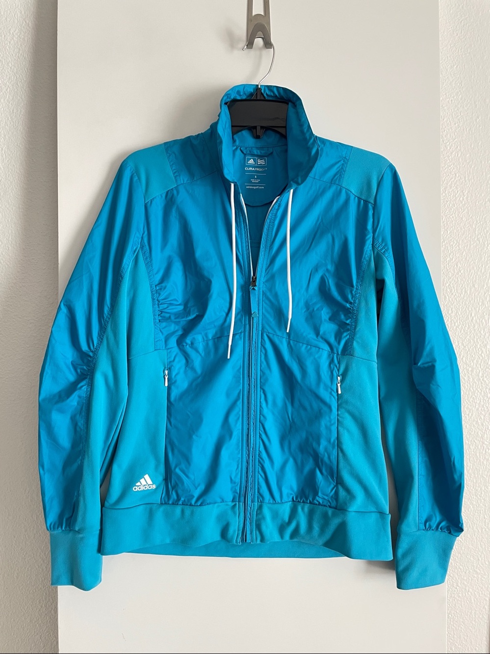Adidas Lightweight Sport Windbreaker Zipper Jacket Turquoise Blue NWT